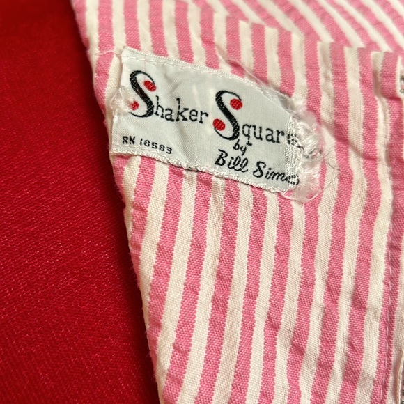 60s 70s Seersucker Candystripe Shift Dress M - Picture 6 of 9